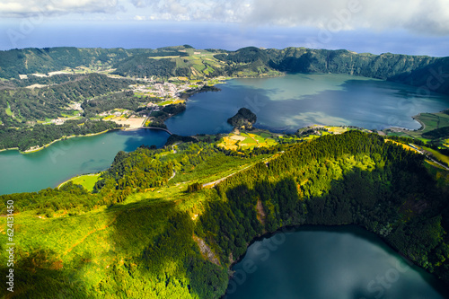 Drone point of view beautiful nature of Azores Island © Alex Tihonov