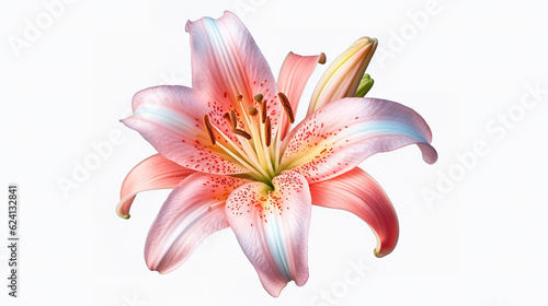 Pink lily flower isolated. Generative Ai
