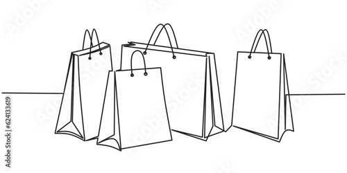 Shopping bag line art vector illustration