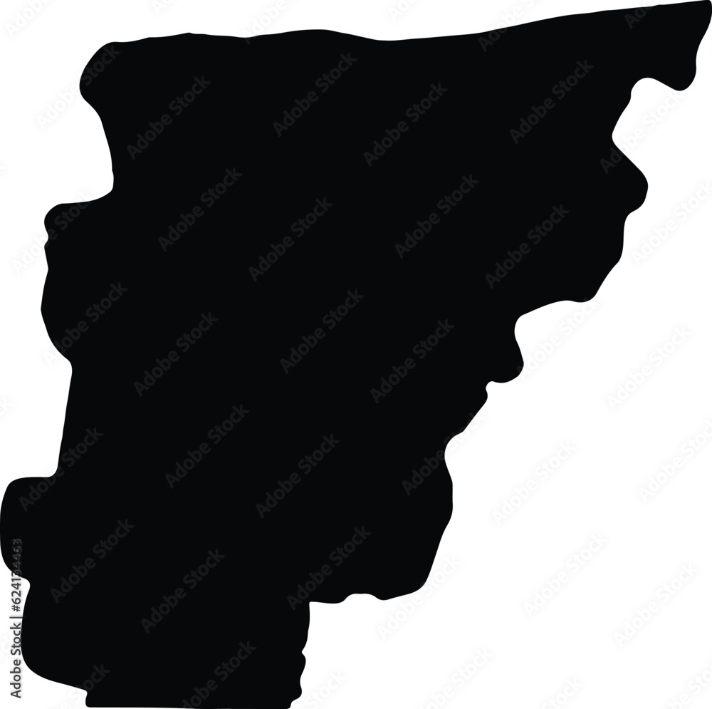 Silhouette map of Borgou Benin with transparent background.