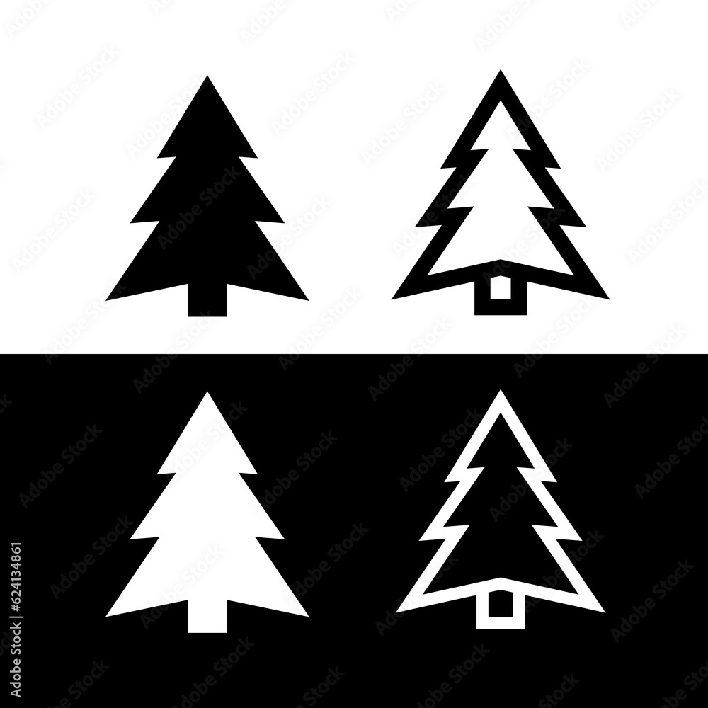 Christmas tree or tree icons set. The pictogram is a stylized