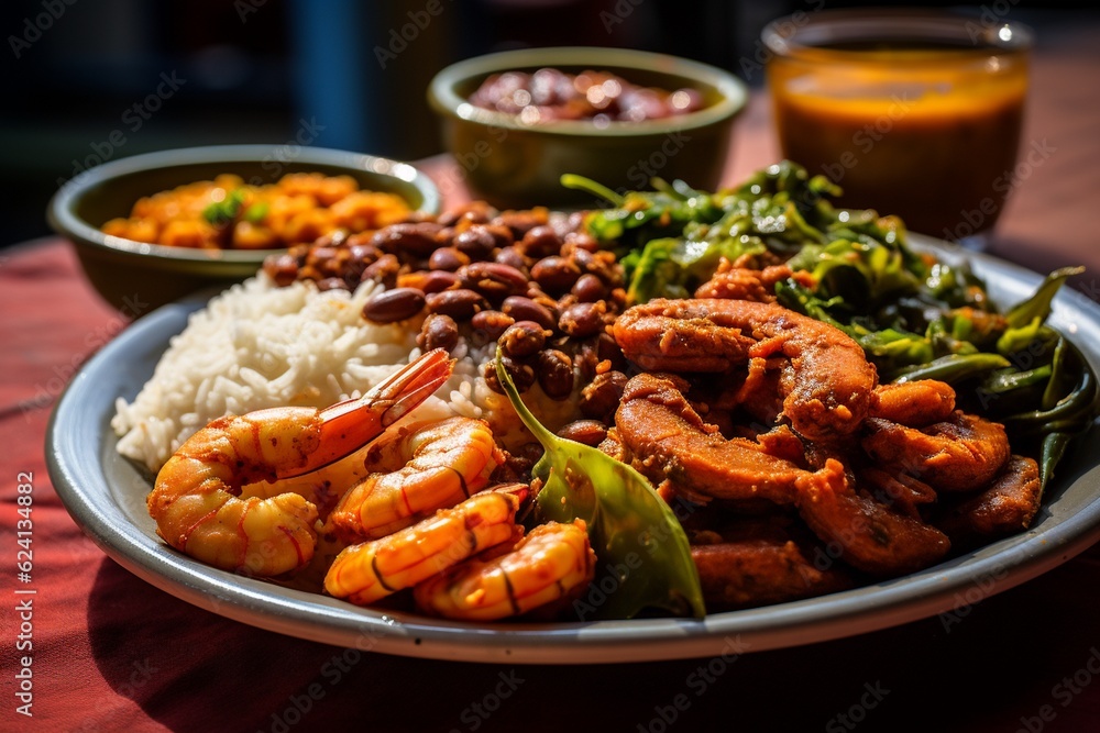 A Colorful Plate of Acarajé: A Taste of Brazilian Street Food Created with Generative AI