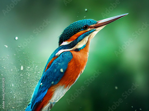 kingfisher on a water, generative ai © Animaflora PicsStock