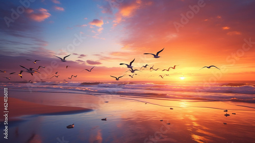 Wallpaper Mural sunset on the beach Torontodigital.ca