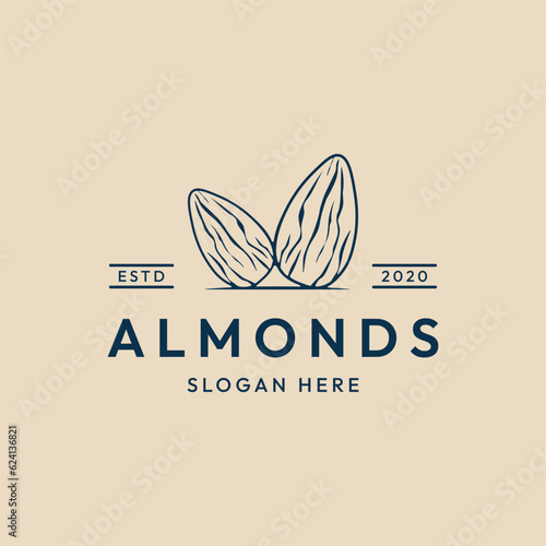 almond nuts line art logo minimalist vector illustration design