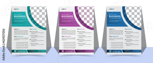 A bundle of corporate business flyer template design set of A4 paper with bleed area.An editable modern vector template design.