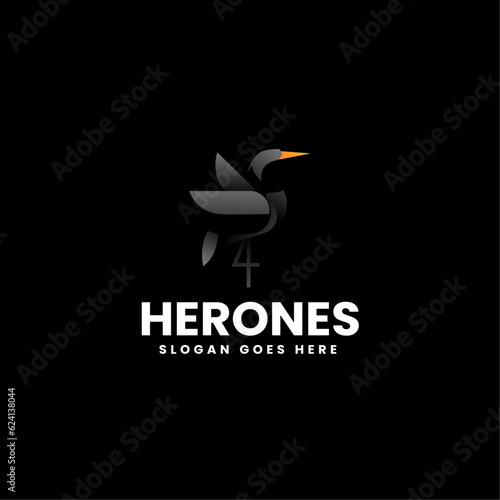 Vector Logo Illustration Heron Gradient Colorful Style