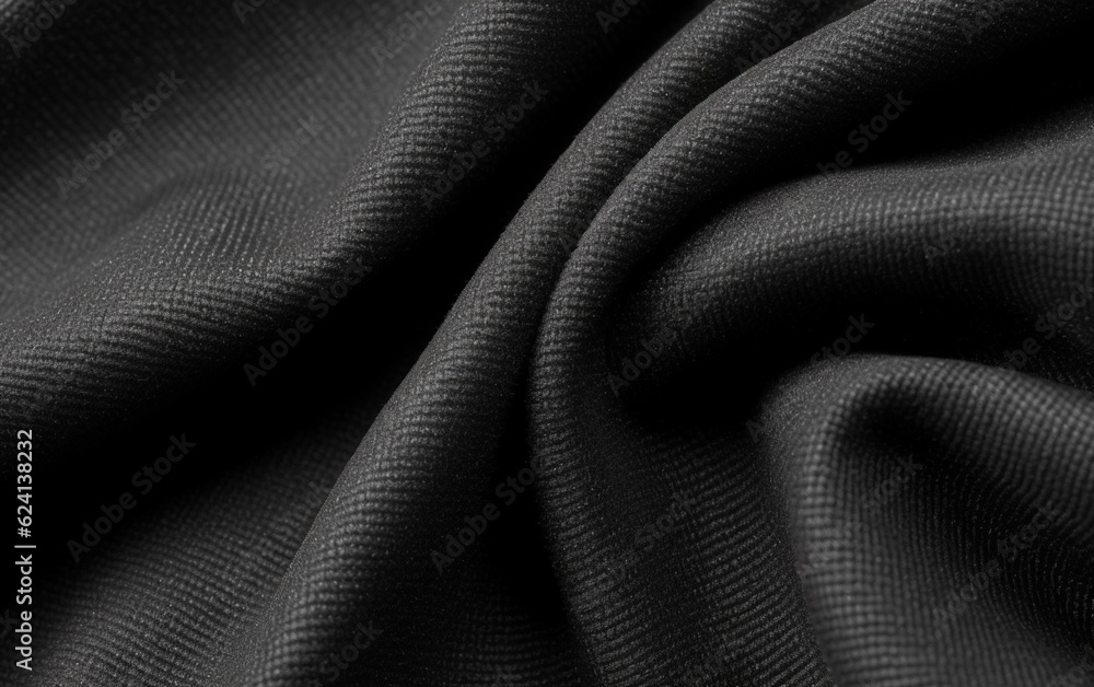 Naklejka premium Black jersey texture background. Detail of luxury fabric surface
