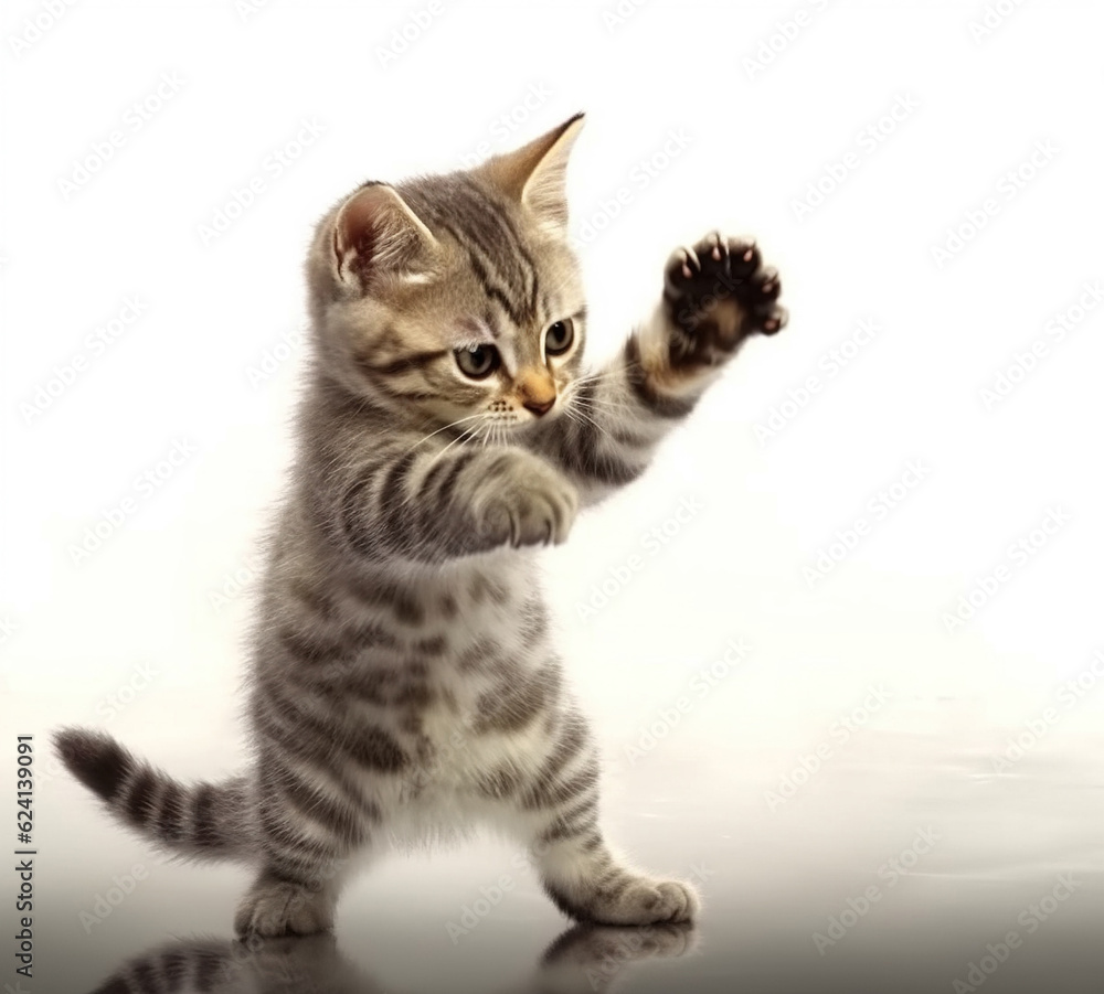Portrait of a beautiful kitten standing tall on the floor white background colour. Portrait of a beautiful kitten standing tall on the floor white background colour.