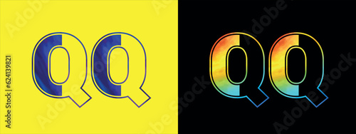 Initial letter QQ logo Icon vector design template. Premium luxurious logotype for corporate business identity