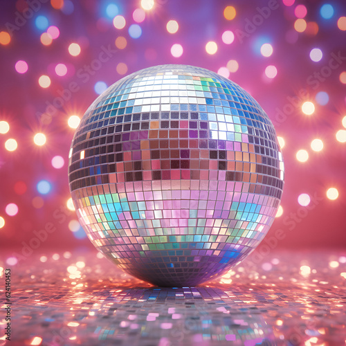 disco ball with lights,culb,music,light,red,light,background  , AI generated