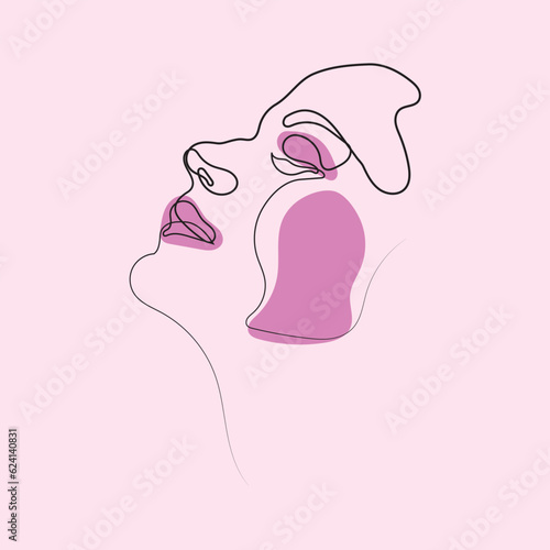 woman Surreal Faces Continuous line vector template