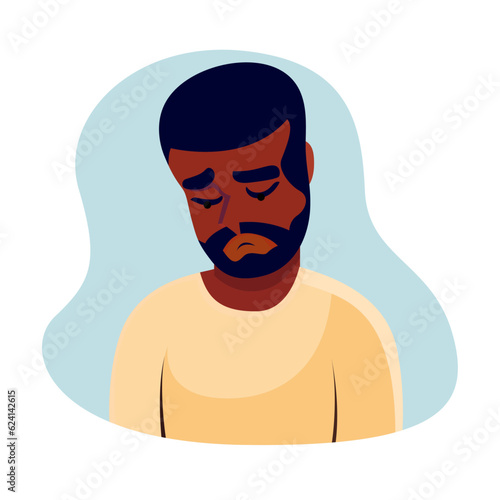 Sad man Feeling guilty flat style vector illustration, Man in a sad face, feeling guilty , crying stock vector image