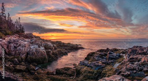 Atlantic seashore sunrise at Acadia National Park - Maine photo