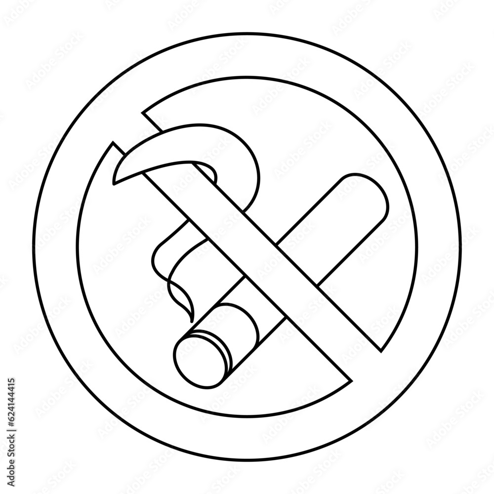 No smoking sign. Editable stroke. Stock Vector No smoking sign. Editable stroke. Stock Vector