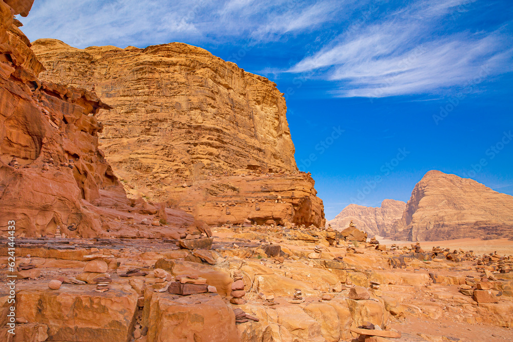Wadi Rum desert in Jordan, beautiful landscape. 