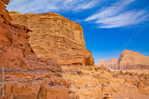 Wadi Rum desert in Jordan  beautiful landscape. 