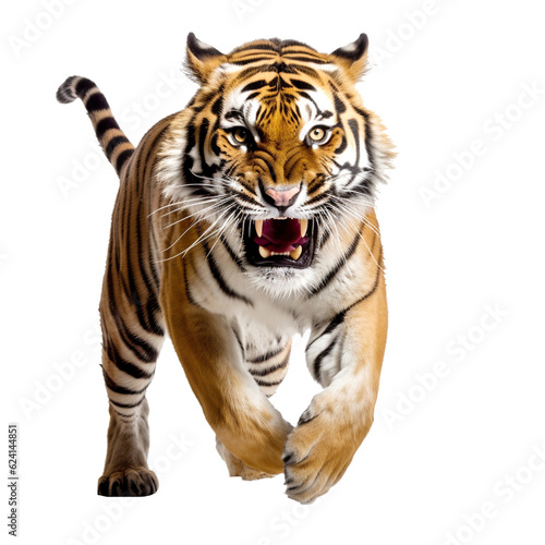 Realistic depiction of a ferocious Indian tiger. on transparent background  png 