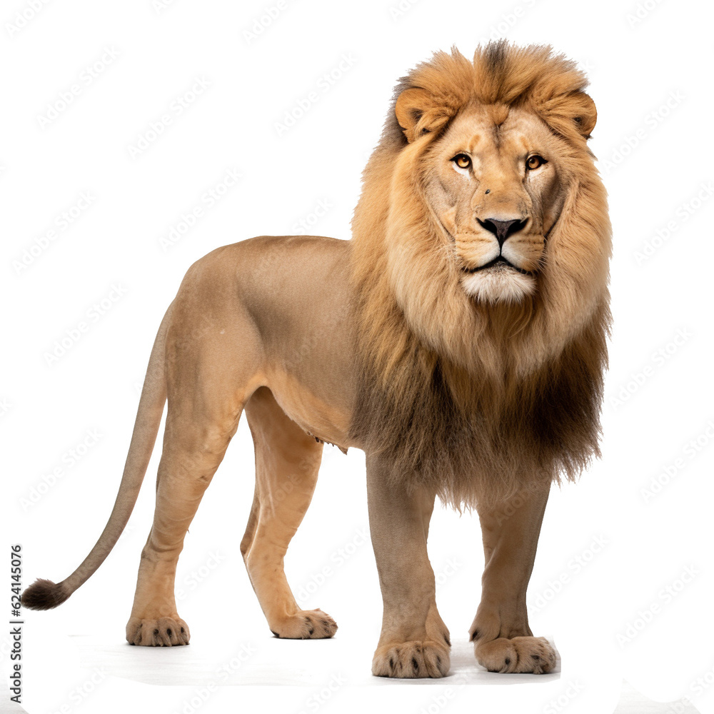 Majestic lion on transparent background (png)