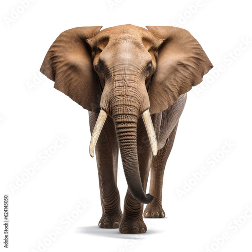 Majestic African elephant on a transparent background (png).