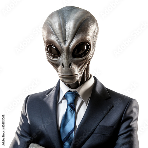 business man alien on transparent background (png)