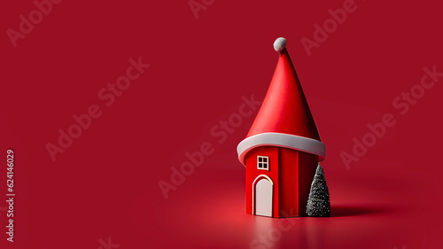 Christmas house real estate concept. Copy space banner. AI generated