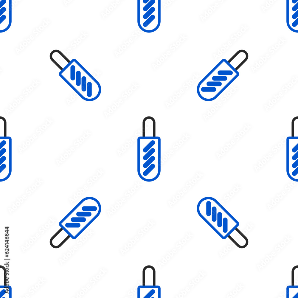 Line Hotdog sandwich icon isolated seamless pattern on white background. Sausage icon. Fast food sign. Colorful outline concept. Vector Line Hotdog sandwich icon isolated seamless pattern on white background. Sausage icon. Fast food sign. Colorful outline concept. Vector