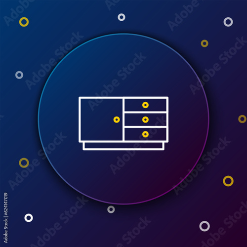 Line Chest of drawers icon isolated on blue background. Colorful outline concept. Vector