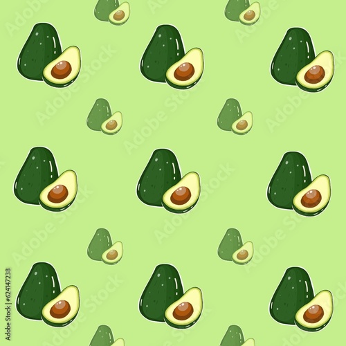 Green avocado pattern background