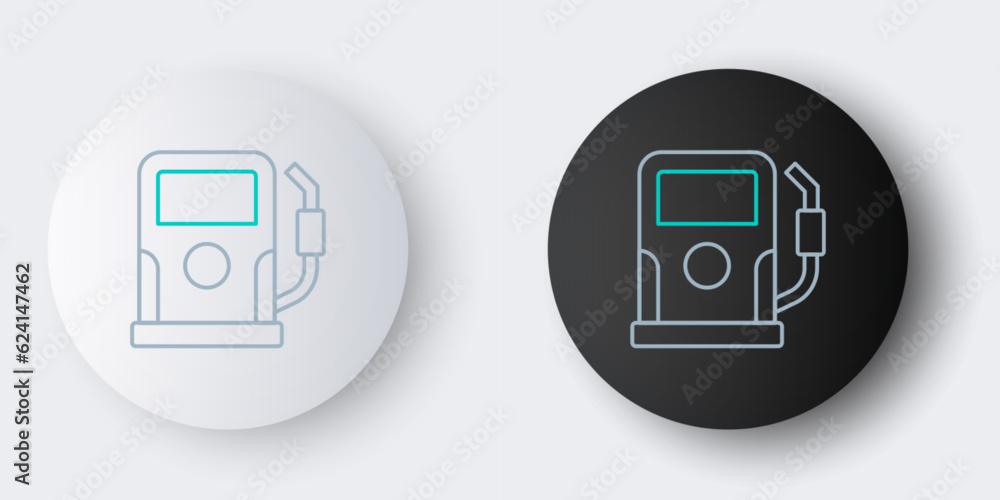 Line Petrol or gas station icon isolated on grey background. Car fuel symbol. Gasoline pump. Colorful outline concept. Vector Line Petrol or gas station icon isolated on grey background. Car fuel symbol. Gasoline pump. Colorful outline concept. Vector