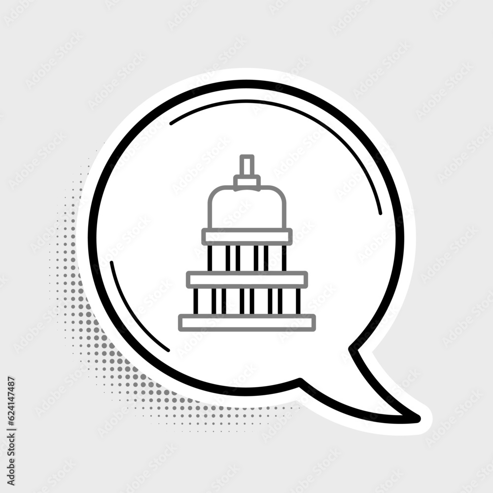 Line White House icon isolated on grey background. Washington DC. Colorful outline concept. Vector Line White House icon isolated on grey background. Washington DC. Colorful outline concept. Vector