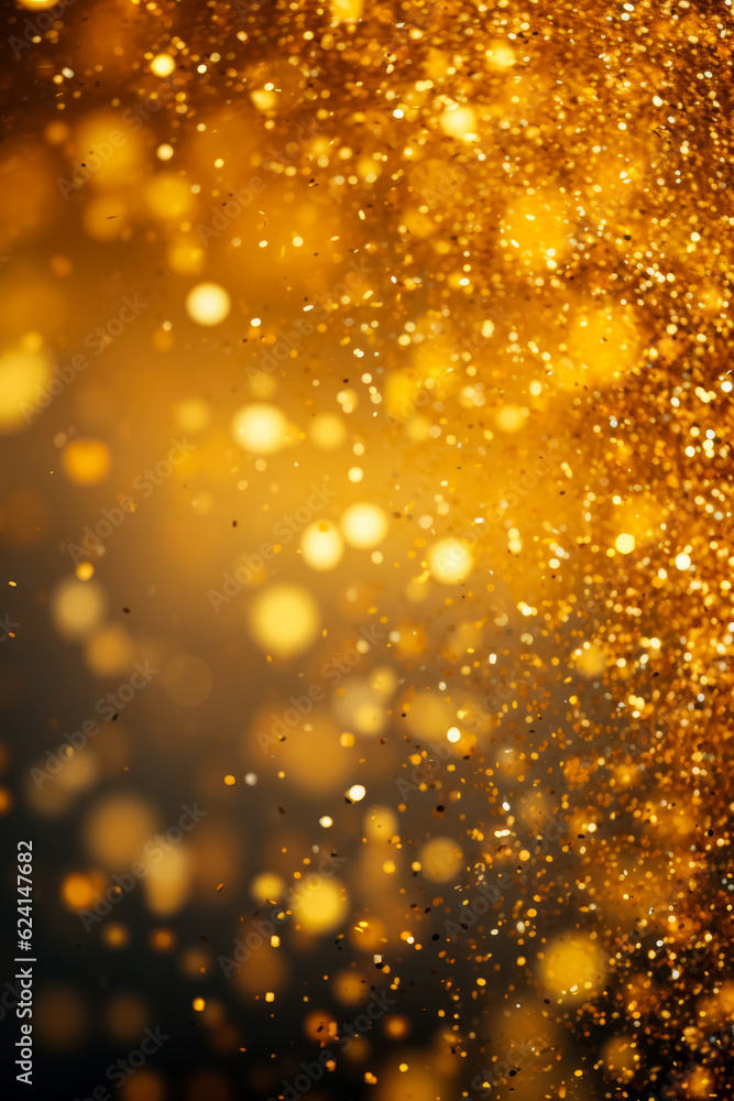 Abstract background with bright yellow and gold particles 