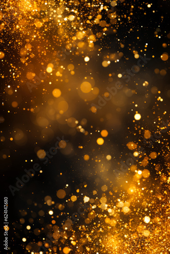 Abstract background with bright yellow and gold particles 