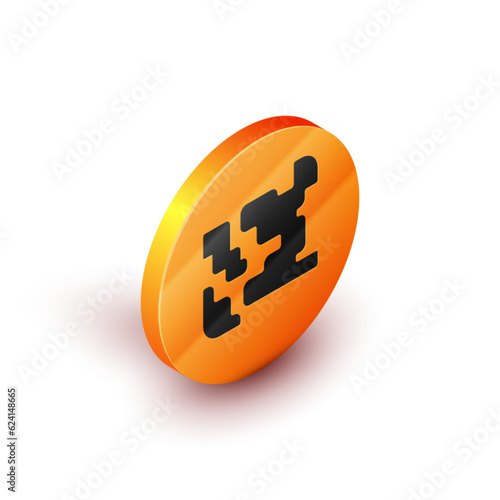 Isometric Gaseous icon isolated on white background. Changing the state of matter in gas. Orange circle button. Vector