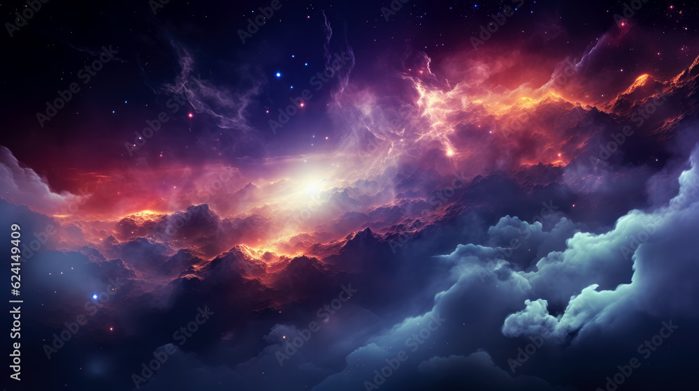 Colorful space galaxy cloud  background