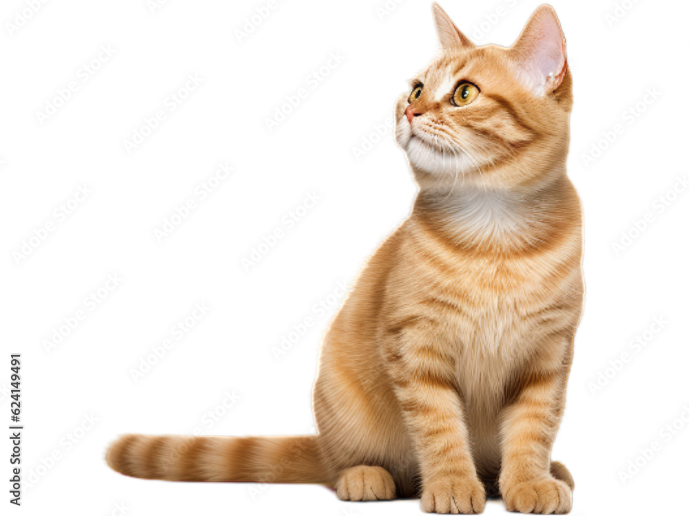 Curious Manx Cat with Arched Back - Transparent Background