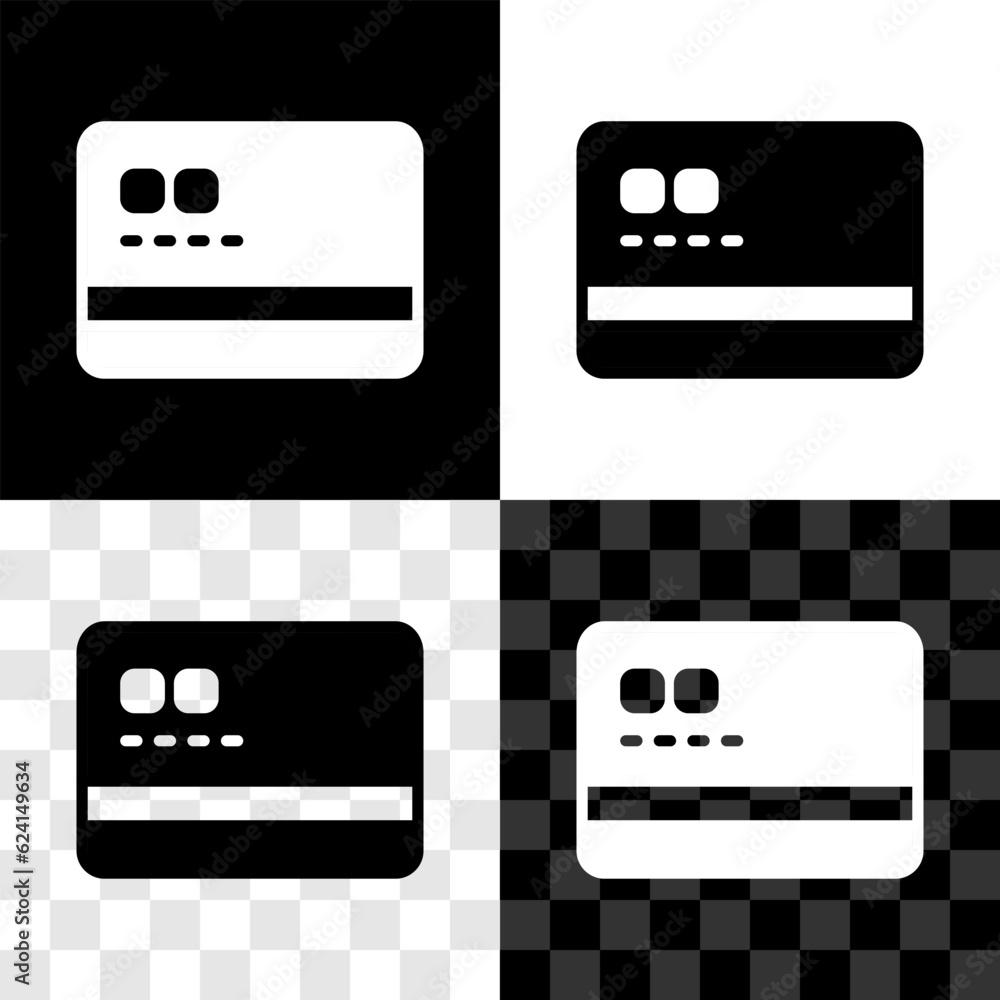 Set Credit card icon isolated on black and white, transparent background. Online payment. Cash withdrawal. Financial operations. Shopping sign. Vector Set Credit card icon isolated on black and white, transparent background. Online payment. Cash withdrawal. Financial operations. Shopping sign. Vector