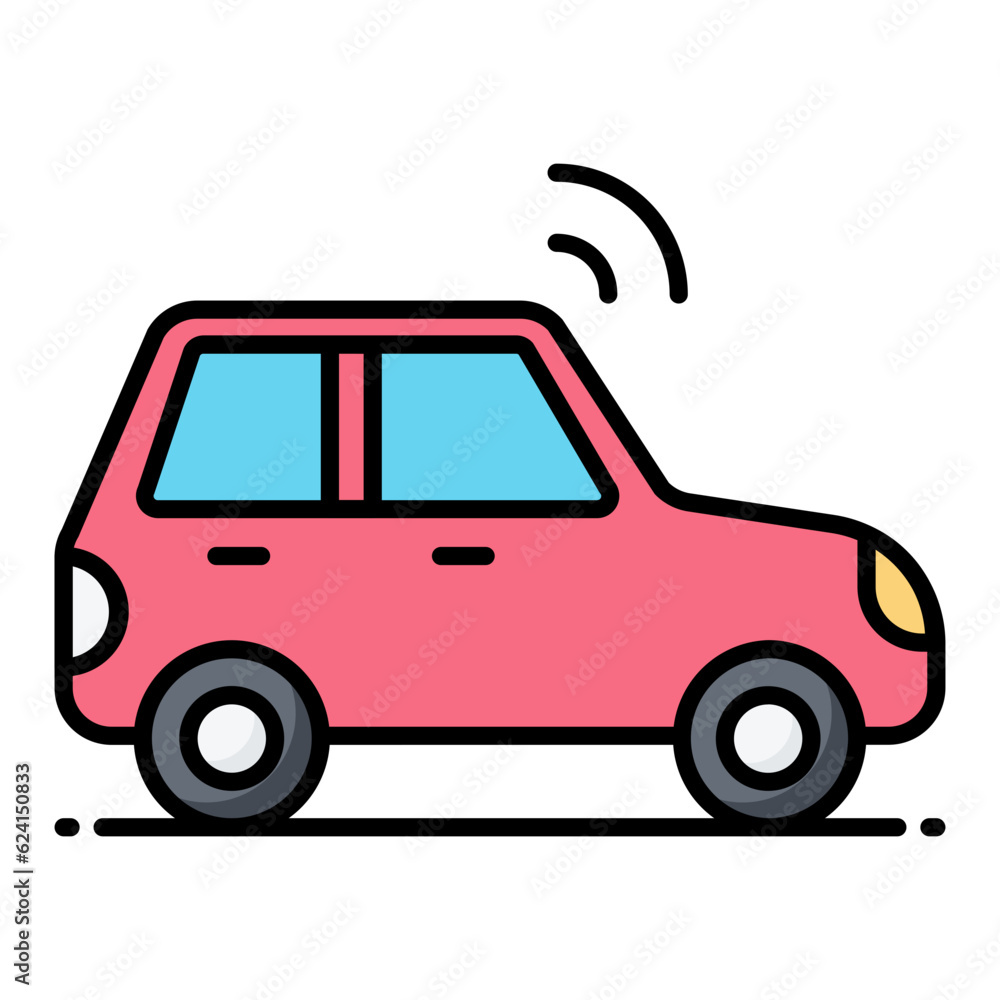 Autonomous Car Line Color Icon Autonomous Car Line Color Icon