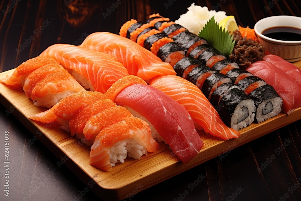 Set of sushi and rolls Set of sushi and rolls