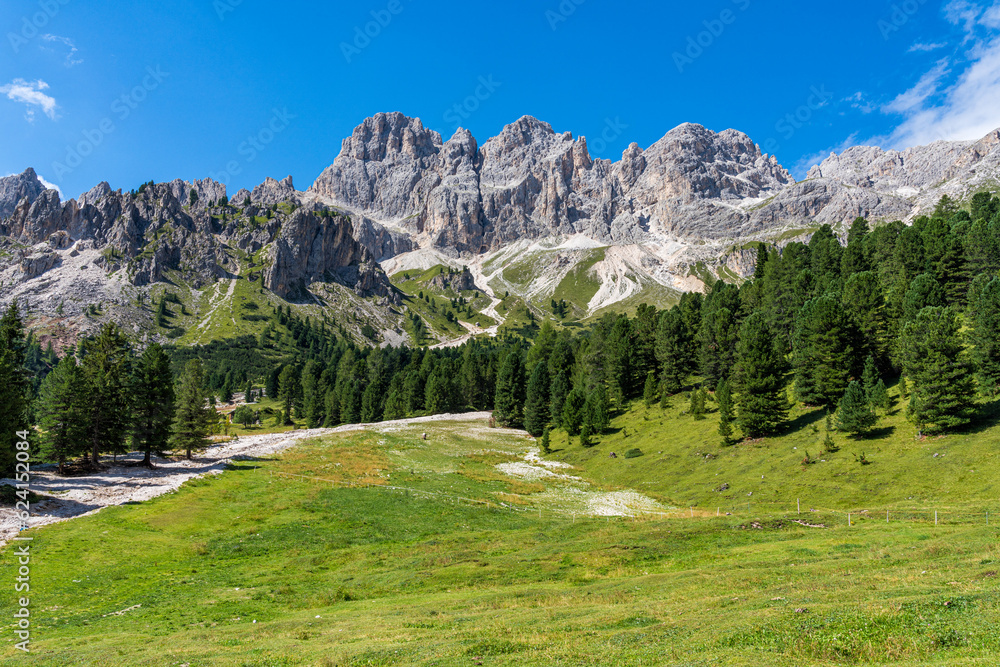 Beautiful alpine landscape near the Vajolet Towers in Trentino Alto Adige, northern Italy.