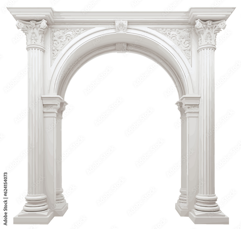 Naklejka premium Classic column arch isolated on white