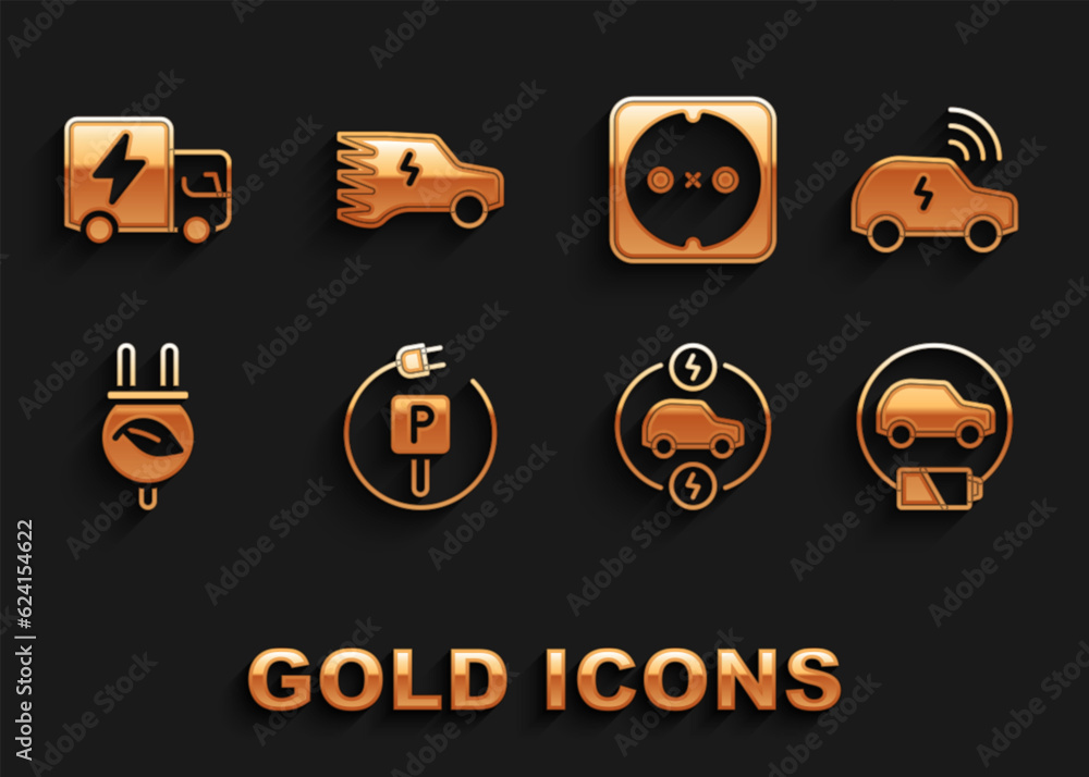 Set Charging parking electric car, Smart system, Electric, saving plug leaf, Electrical outlet, truck and icon. Vector Set Charging parking electric car, Smart system, Electric, saving plug leaf, Electrical outlet, truck and icon. Vector