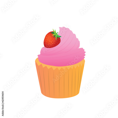 cupcake with strawberry cream and strawberry top