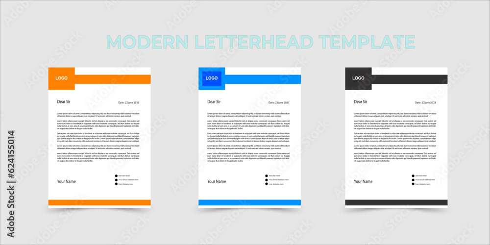 Creative modern letterhead design template with 3 colorful accents template for corporate office. Creative modern letterhead design template with 3 colorful accents template for corporate office.