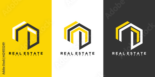 set of real estate logo design with modern concept