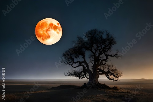 full moon over the forest