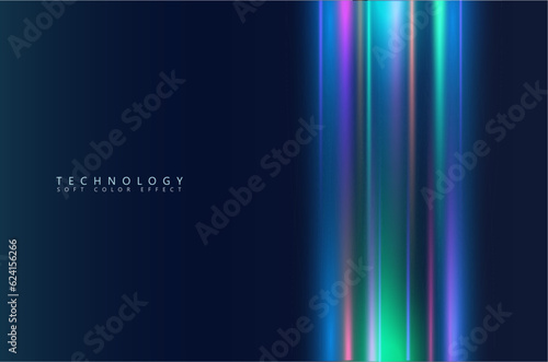 Blue futuristic background. Strips of neon colorful lights , glowing effect. 