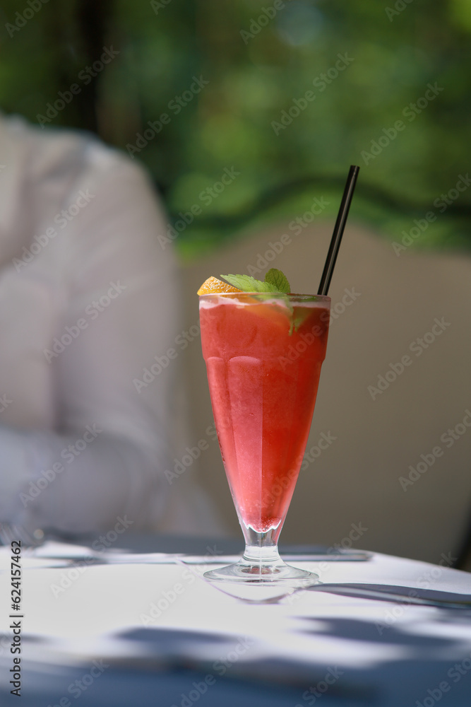 Red lemonade close-up on the table Red lemonade close-up on the table