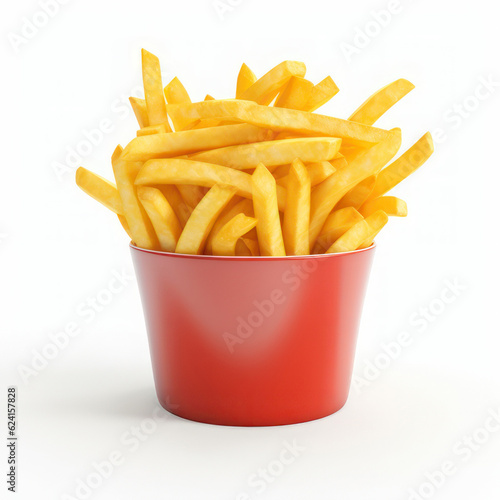 French fries isolated on white background. AI generative.
