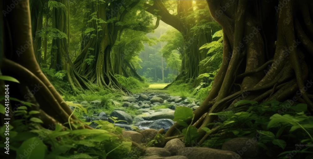 Fototapeta premium Deep tropical jungles of Southeast Asia, Deep rain forest.